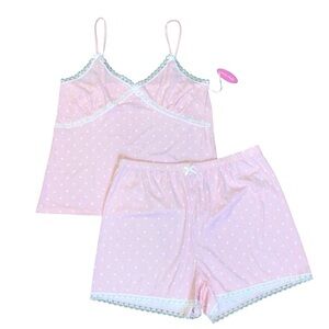 Sold! Spoiled Angel 2Pc Pajama Set Women’s 1X Pink Polka Dot Cami & Shorts NWT